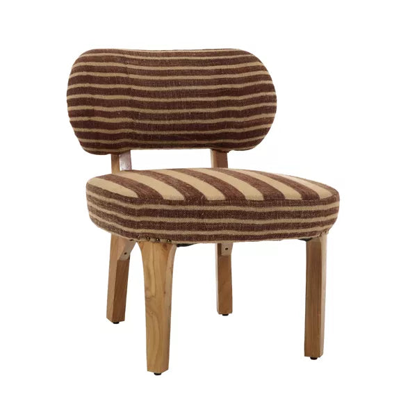 Fauteuil lounge BRINDISI aubergine en bois d’acacia et jute – 57,5 x 62,5 x H70 cm