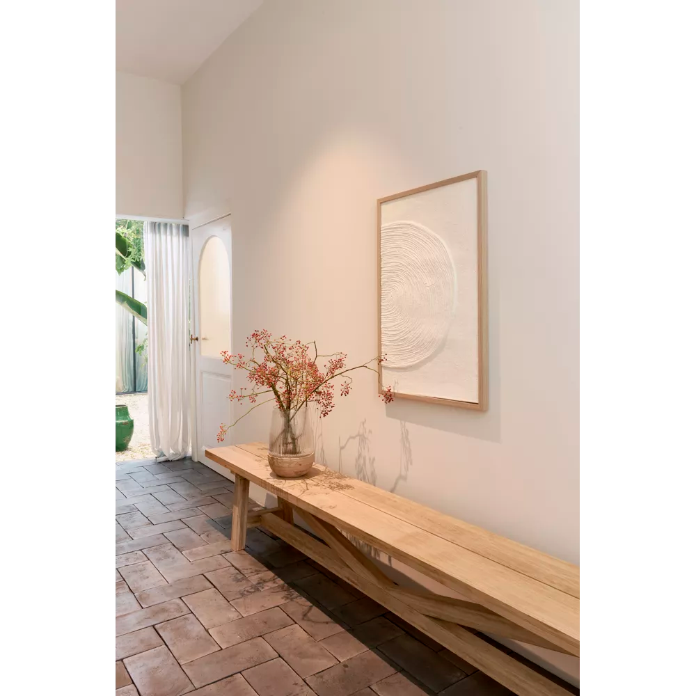 Décoration murale en papier mâché et bois de pin – 60 x 3,5 x 90 cm – Blanc