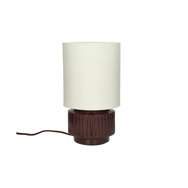 Lampe de table CORDOBA – terracotta brun foncé et abat-jour en tissu