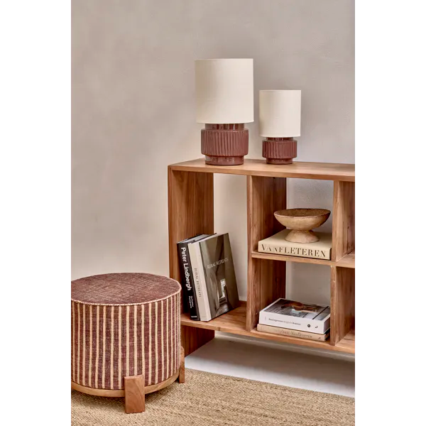 Lampe de table CORDOBA – terracotta brun foncé et abat-jour en tissu