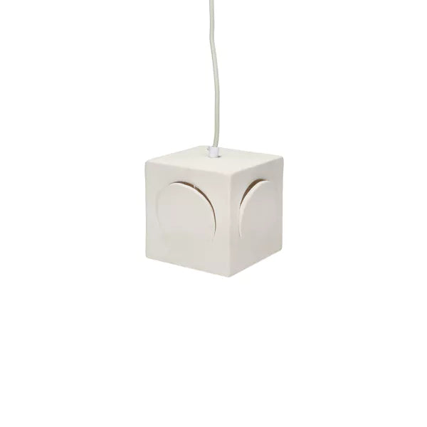 Suspension ECLIPSE blanche en grès – 13 x 13 x H13 cm