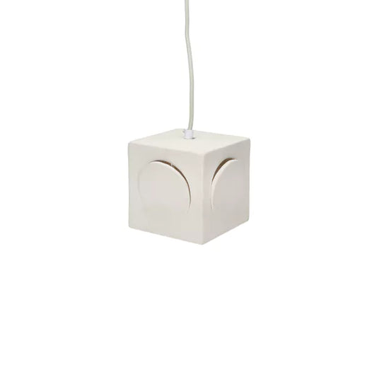 Suspension ECLIPSE blanche en grès – 13 x 13 x H13 cm