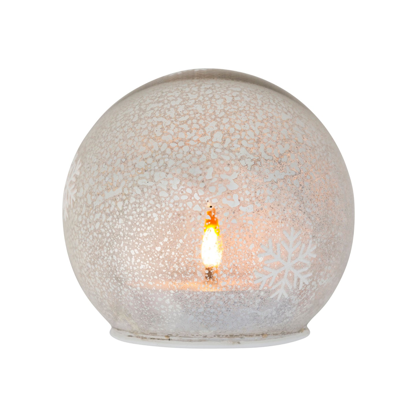 Boule lumineuse LED Flocon en verre argenté