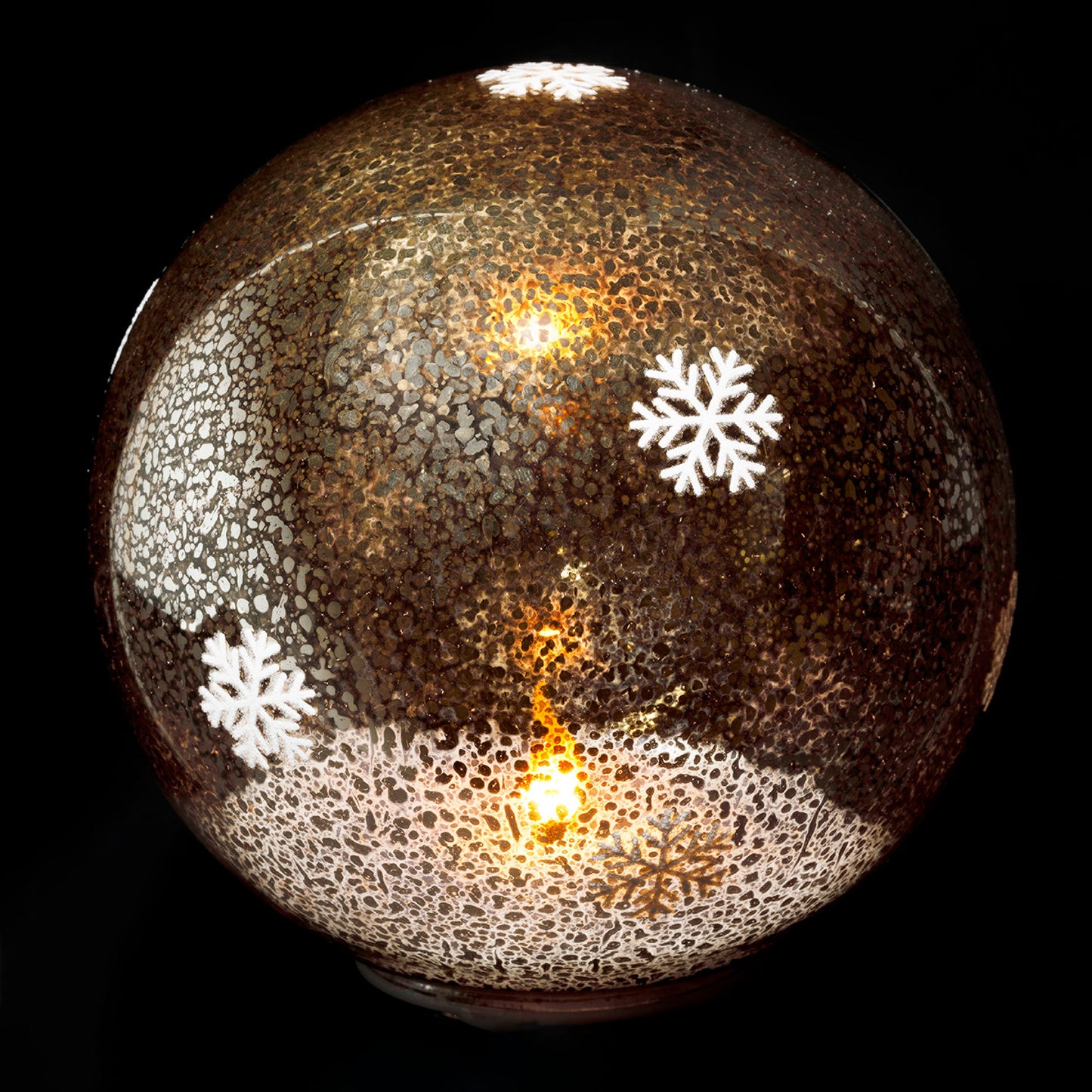 Boule lumineuse LED Flocon en verre argenté