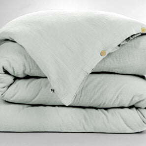 Housse de couette GAÏA – Double gaze de coton unie – 240 × 220 cm – Coloris Eucalyptus