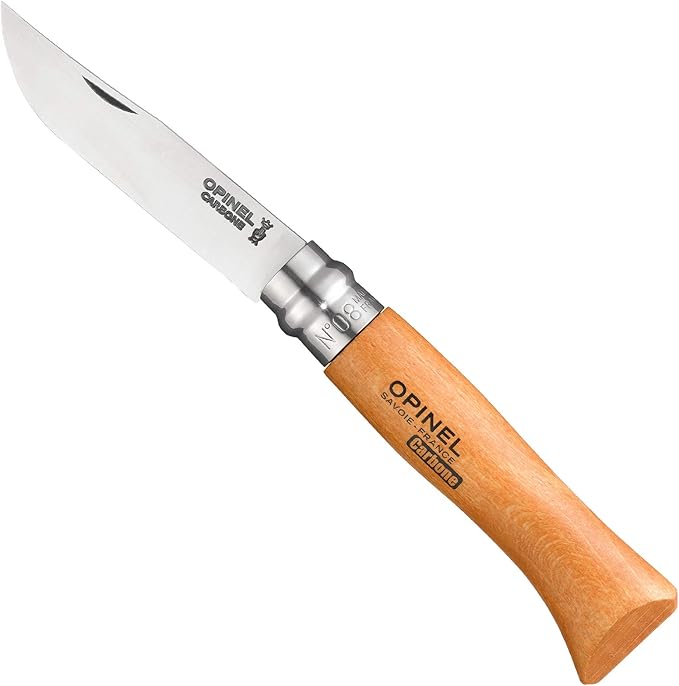 Couteau Opinel N°08 Inox + Étui Cuir – Manche en Hêtre