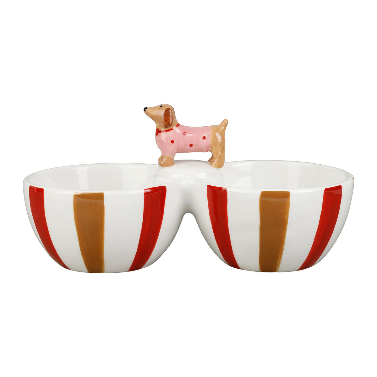 Coupelle double Teckel en céramique – 22 × 11 cm