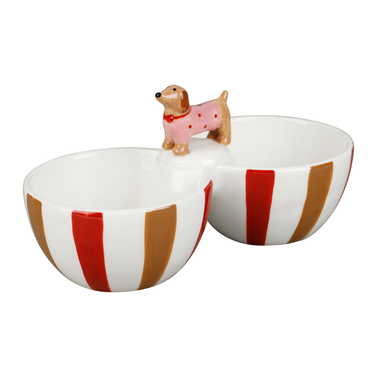 Coupelle double Teckel en céramique – 22 × 11 cm