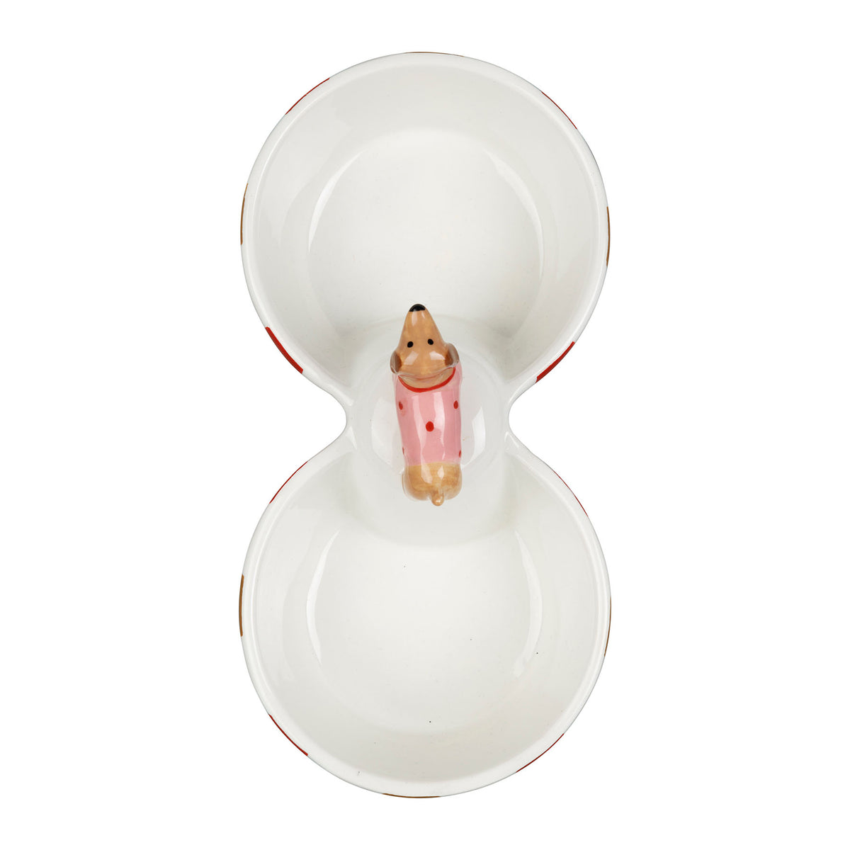 Coupelle double Teckel en céramique – 22 × 11 cm