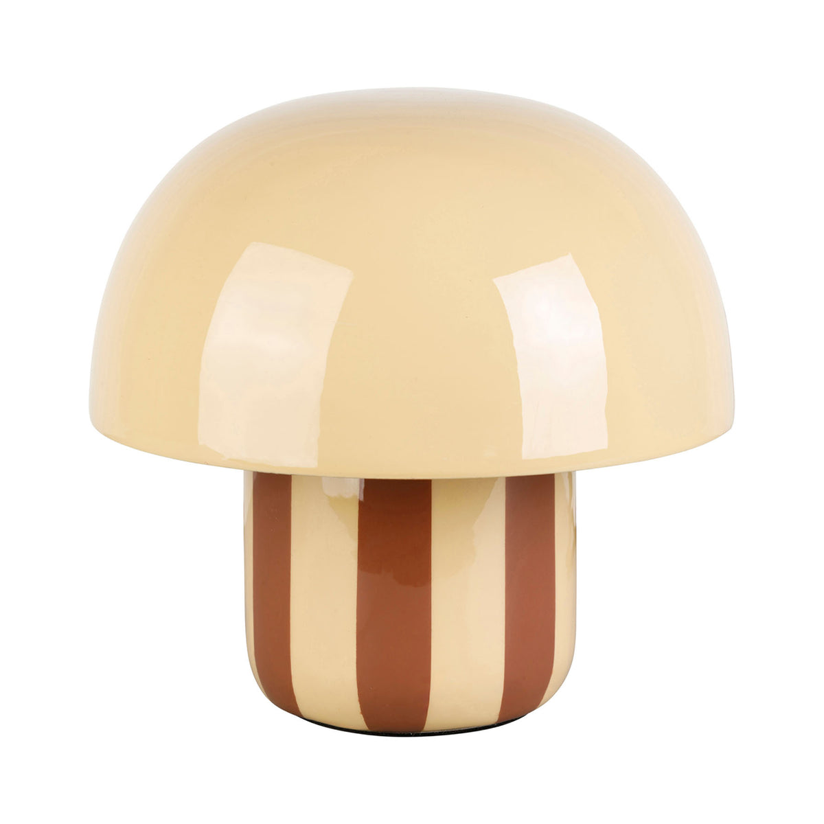 Lampe à poser champignon rayée – Écru et terracotta – D20 x H20 cm