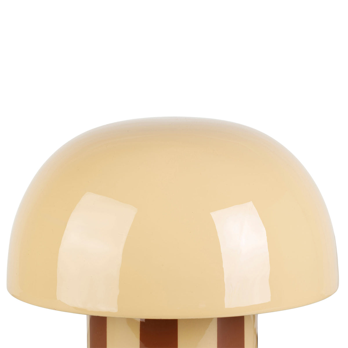 Lampe à poser champignon rayée – Écru et terracotta – D20 x H20 cm