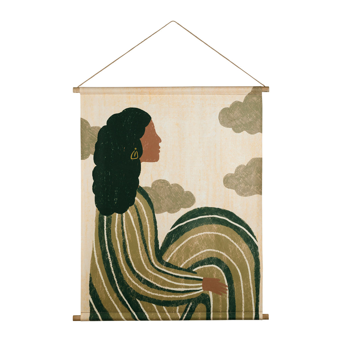 Toile murale en velours – Femme aux nuances naturelles – 80 × 100 cm