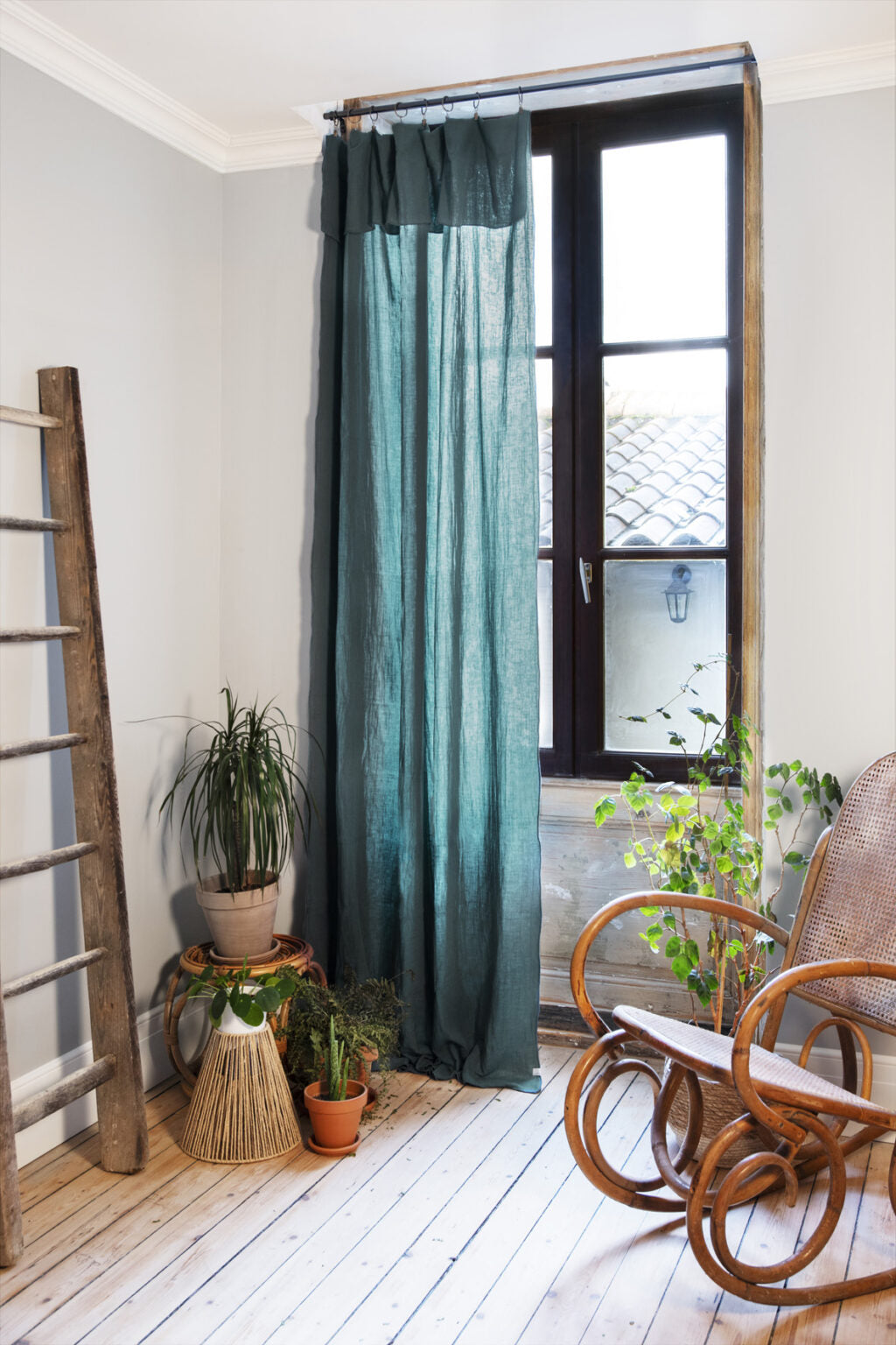 Rideau ajustable + 8 anneaux pince 140 x 300 cm Gaze de coton unie GAÏA