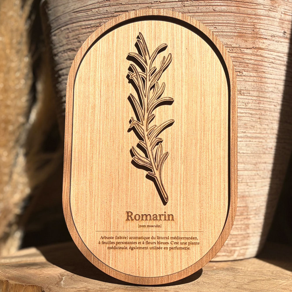 Cadre provençal en bois gravé – Lavande, Romarin ou Olivier