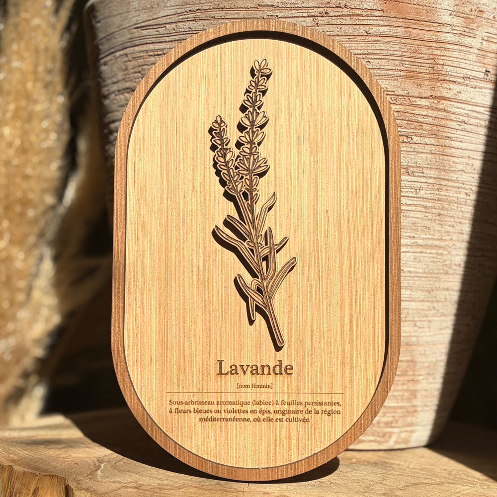 Cadre provençal en bois gravé – Lavande, Romarin ou Olivier