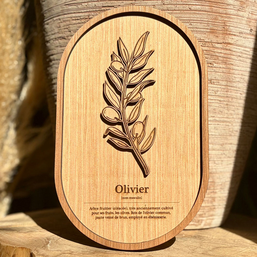 Cadre provençal en bois gravé – Lavande, Romarin ou Olivier