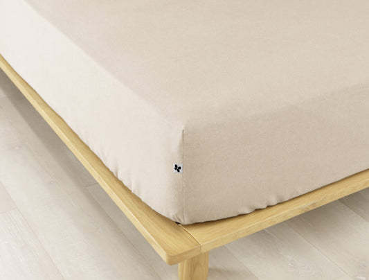 Drap-housse Candice – 140 x 190 cm – Flanelle unie Sable