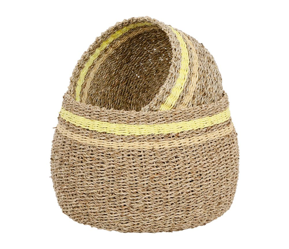 Lot de 2 corbeilles MEDI SUMMER jaune – fibres naturelles