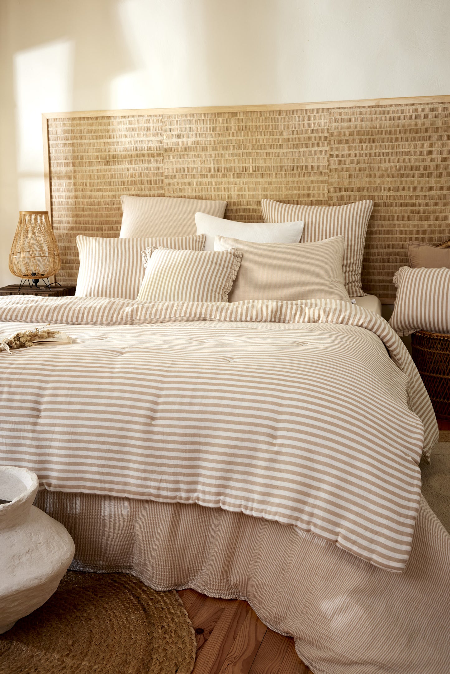 Taie d’oreiller ROMIE – 60 x 60 cm – Gaze de coton tissée teinte Ficelle