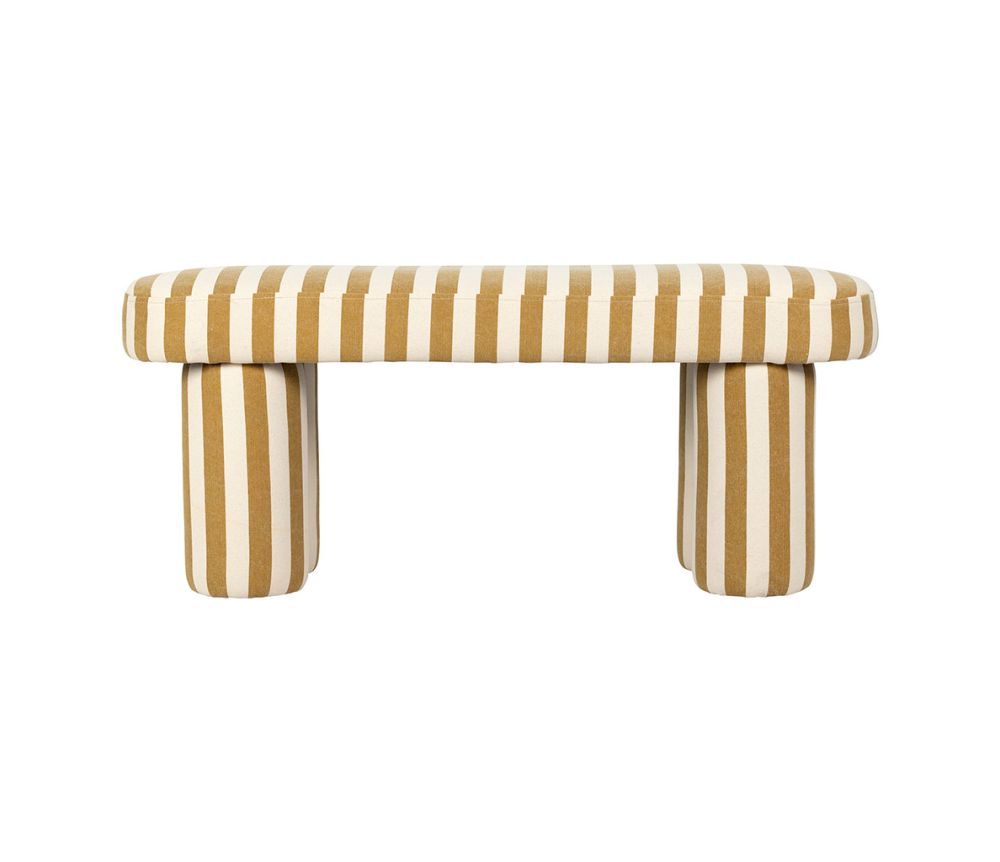 Banc Belly – Camel & Écru – 100 × 34 × H42 cm