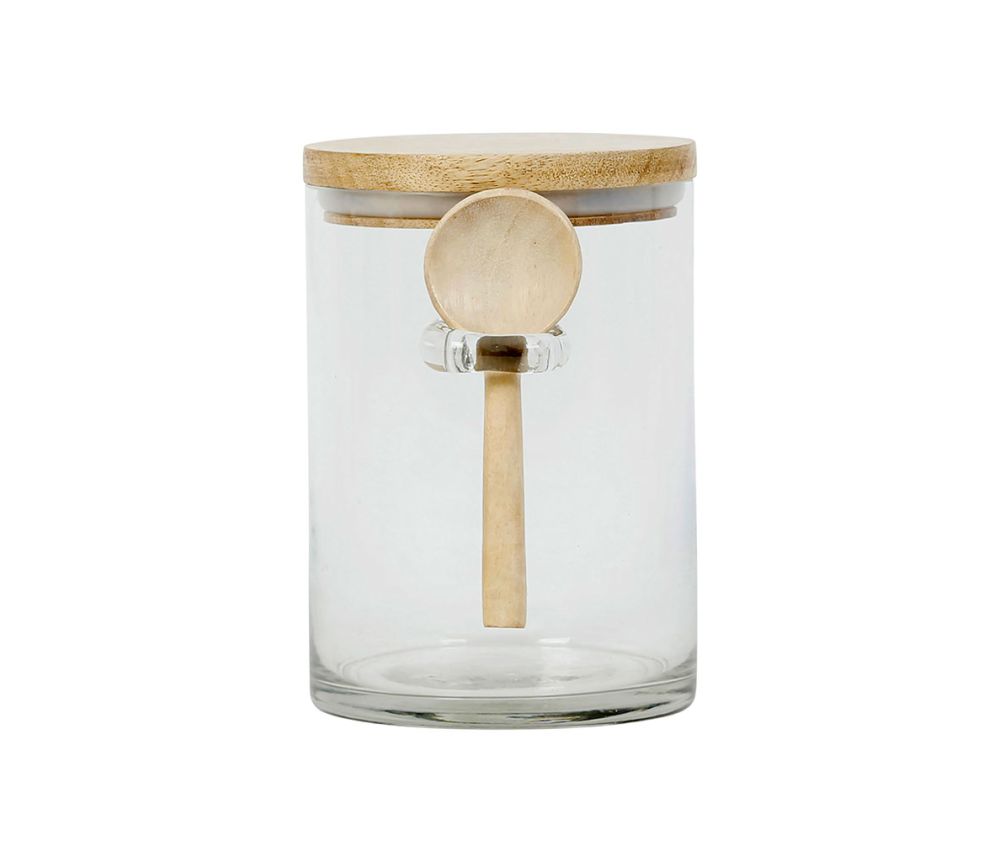 Bocal Chez Gaston avec cuillère – Verre & bois – 2 tailles disponibles