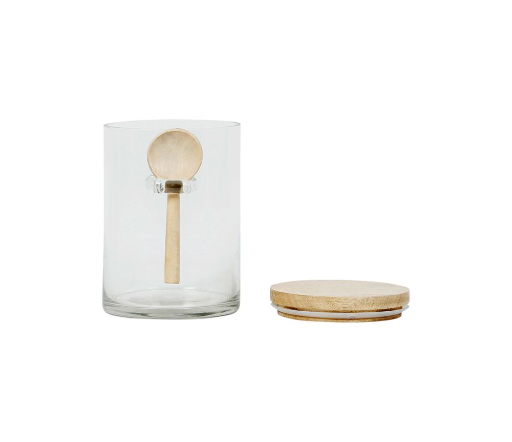 Bocal Chez Gaston avec cuillère – Verre & bois – 2 tailles disponibles
