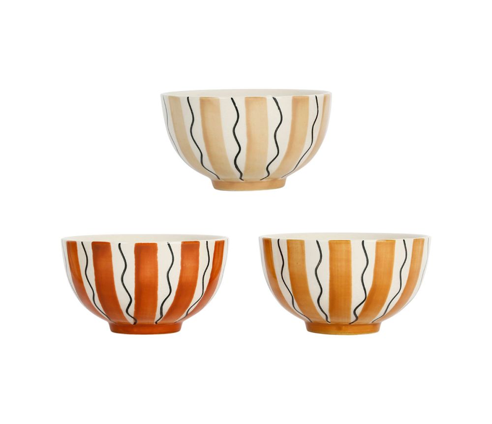 Set de 3 bols Maderia terracotta en grès – 30 cl