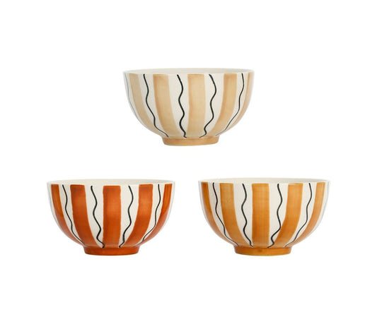 Set de 3 bols Maderia terracotta en grès – 30 cl