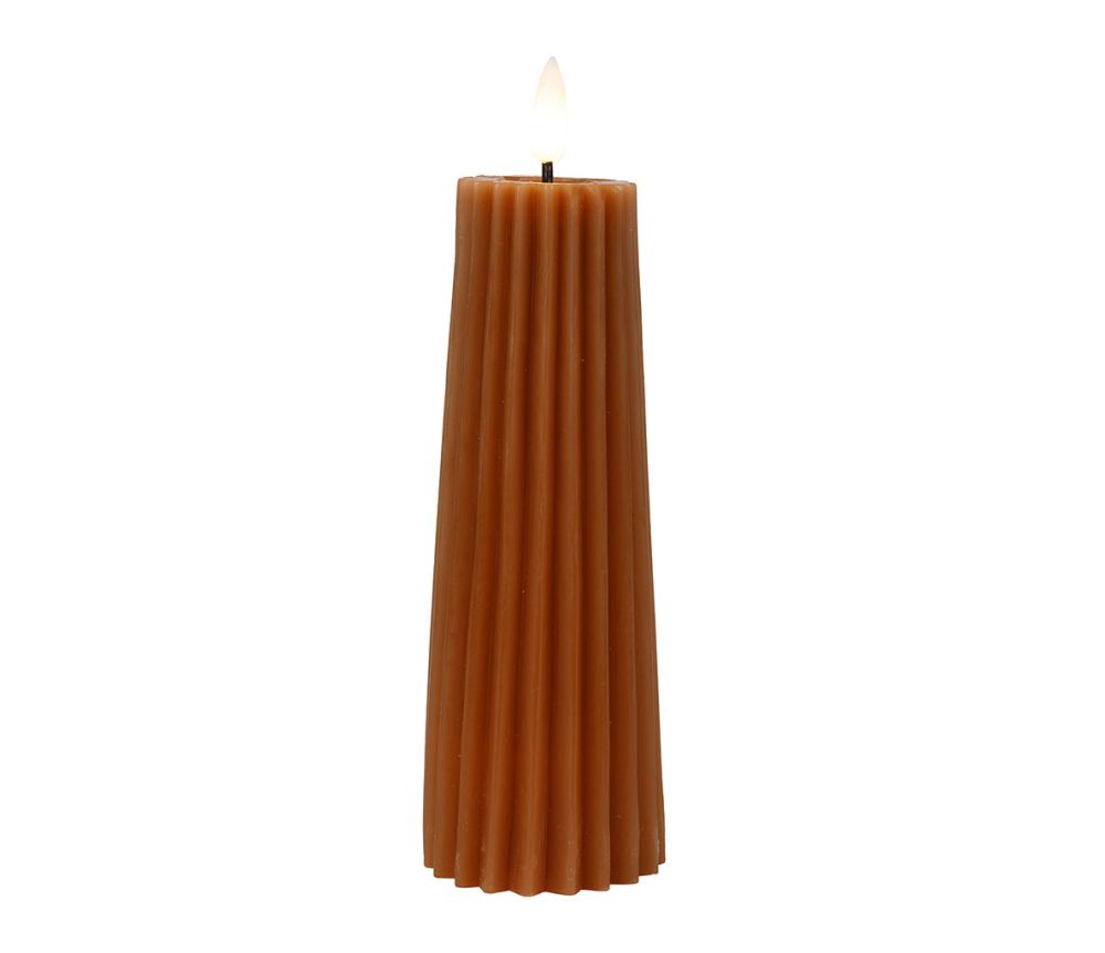 Bougie LED Pilier Terracotta – Ø5,5 x H19 cm