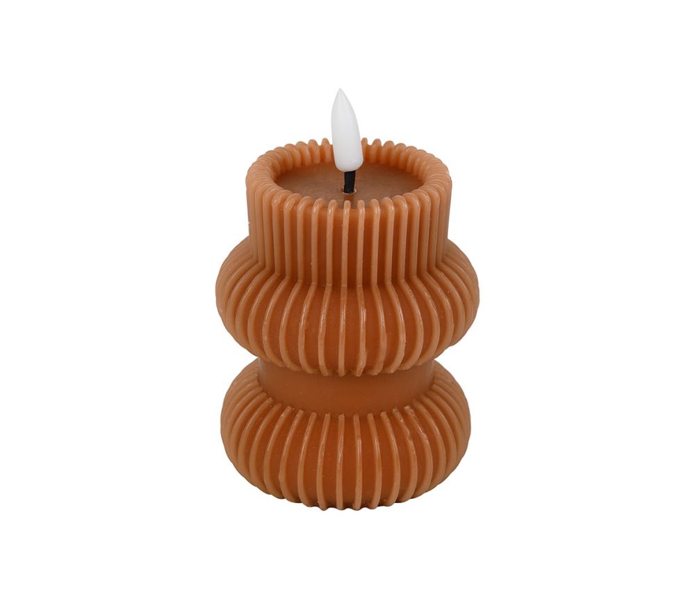 Bougie LED Pilier Terracotta – Ø8 x H12 cm