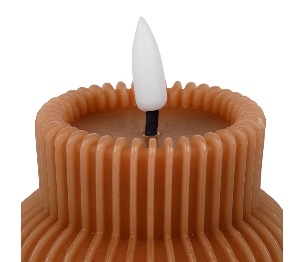 Bougie LED Pilier Terracotta – Ø8 x H12 cm