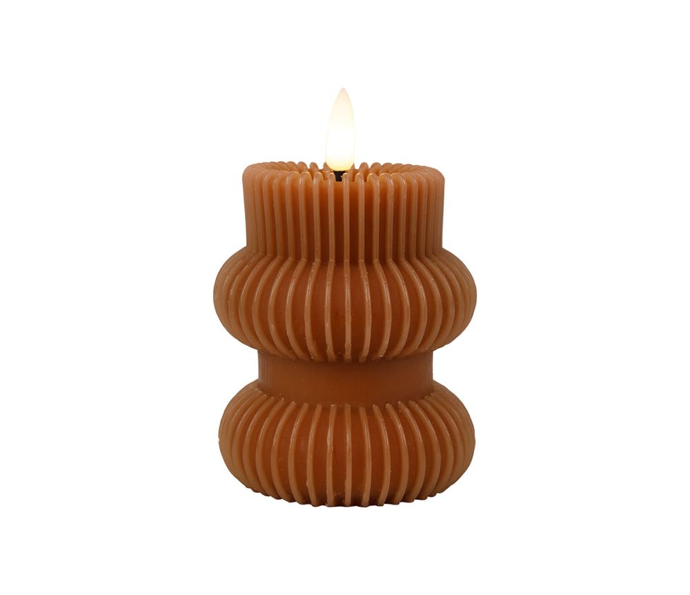 Bougie LED Pilier Terracotta – Ø8 x H12 cm