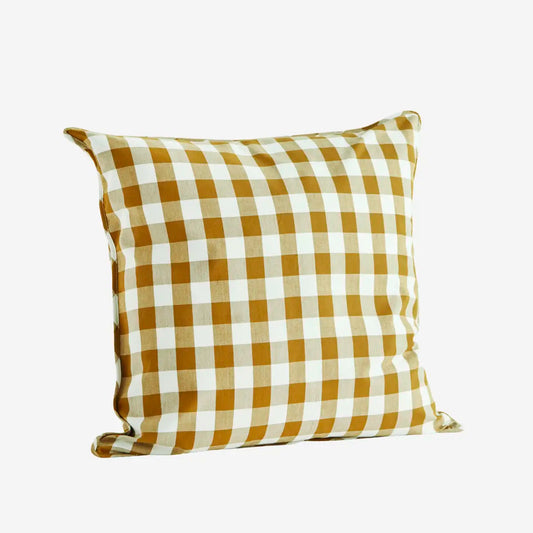 Housse de coussin à carreaux jaunes