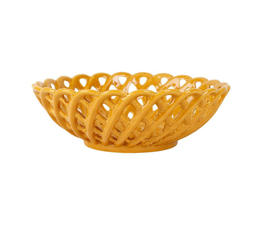 Coupe Colorea en grès moutarde – Ø 25,5 x H 8,5 cm