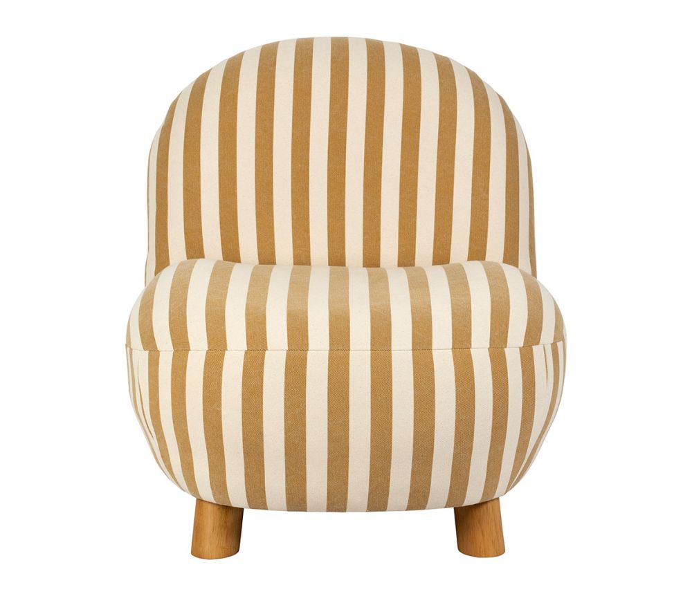 Fauteuil Belly – Camel & Écru – 65 × 75 × H70 cm