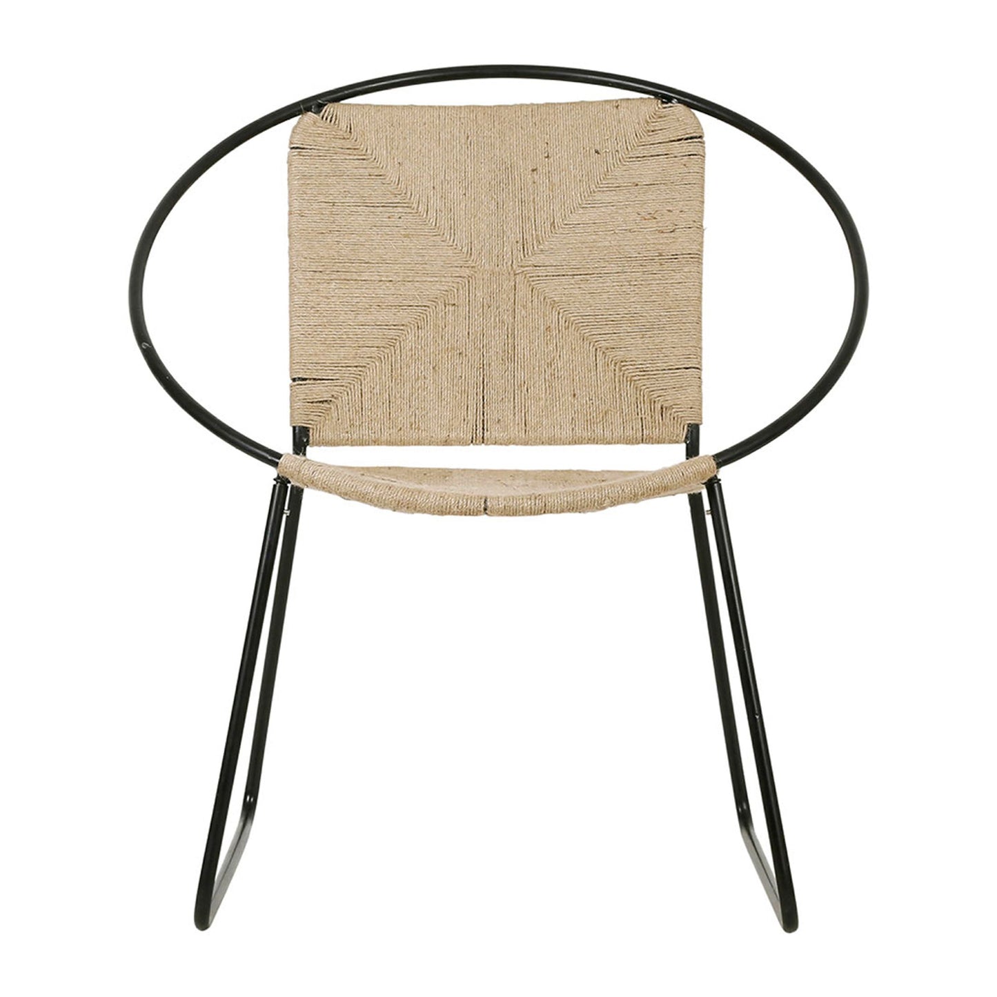 Fauteuil rond en jute naturel et fer noir - MADERIA