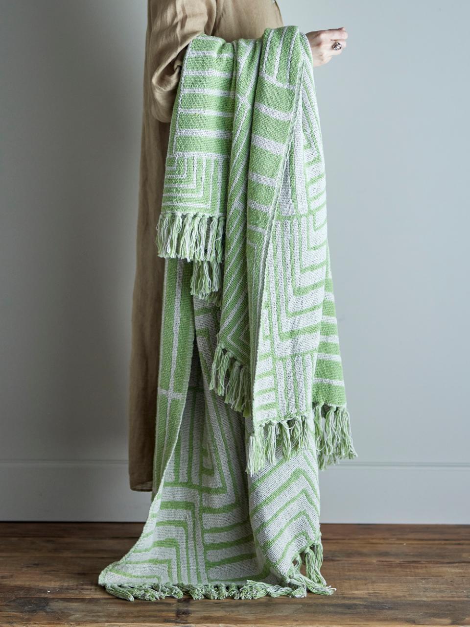 Plaid graphique vert amande