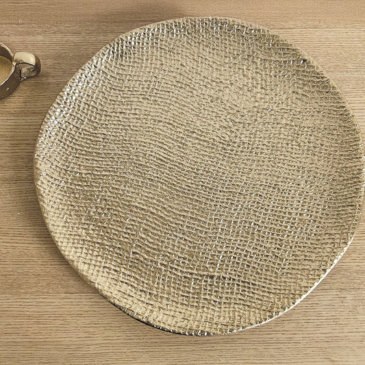 Plateau rond Alice quadrillé doré – D27 cm