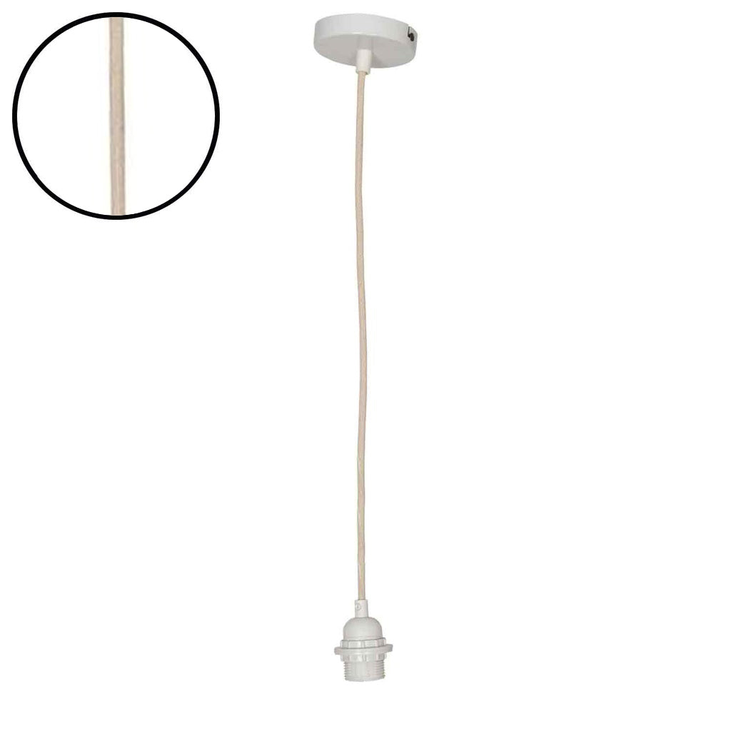 Suspension douille blanche – câble coton blanc 110 cm