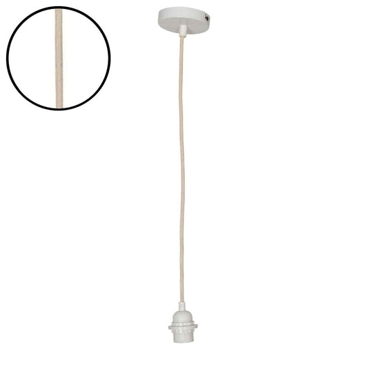 Suspension douille blanche – câble coton blanc 110 cm