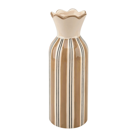 Vase décoratif collerette à rayures 23,3 cm
