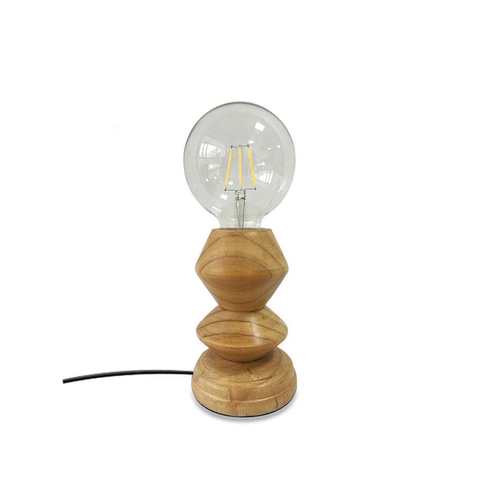 Lampe base diabolo bois - D10 H15cm