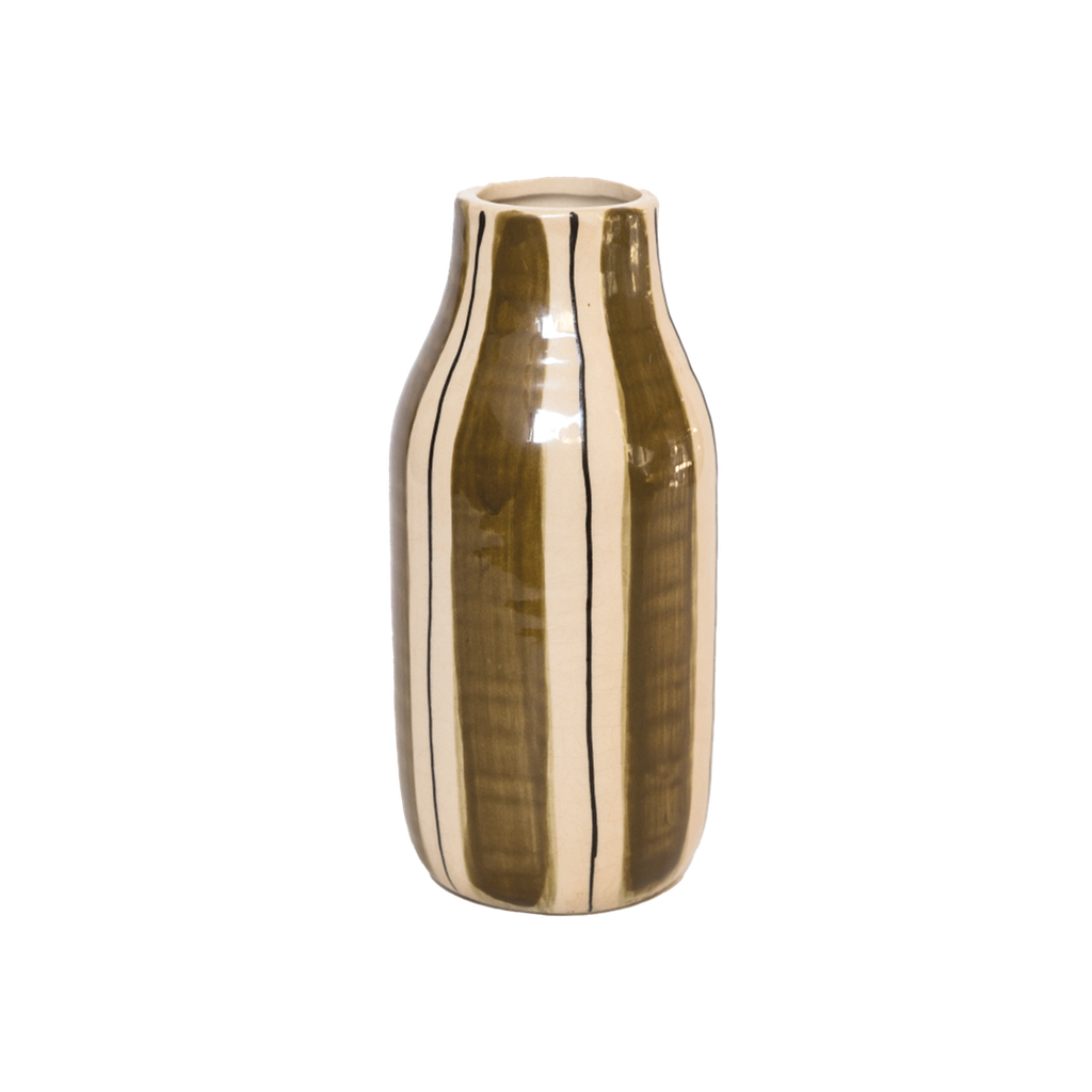 Vase Giulia rayé brun en céramique – H20,5 cm