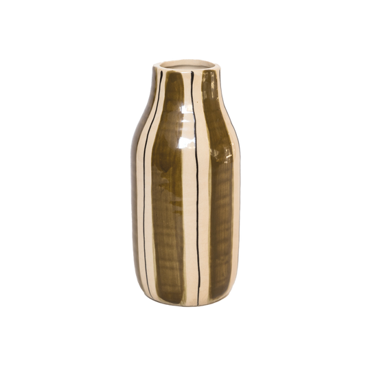 Vase Giulia rayé brun en céramique – H20,5 cm