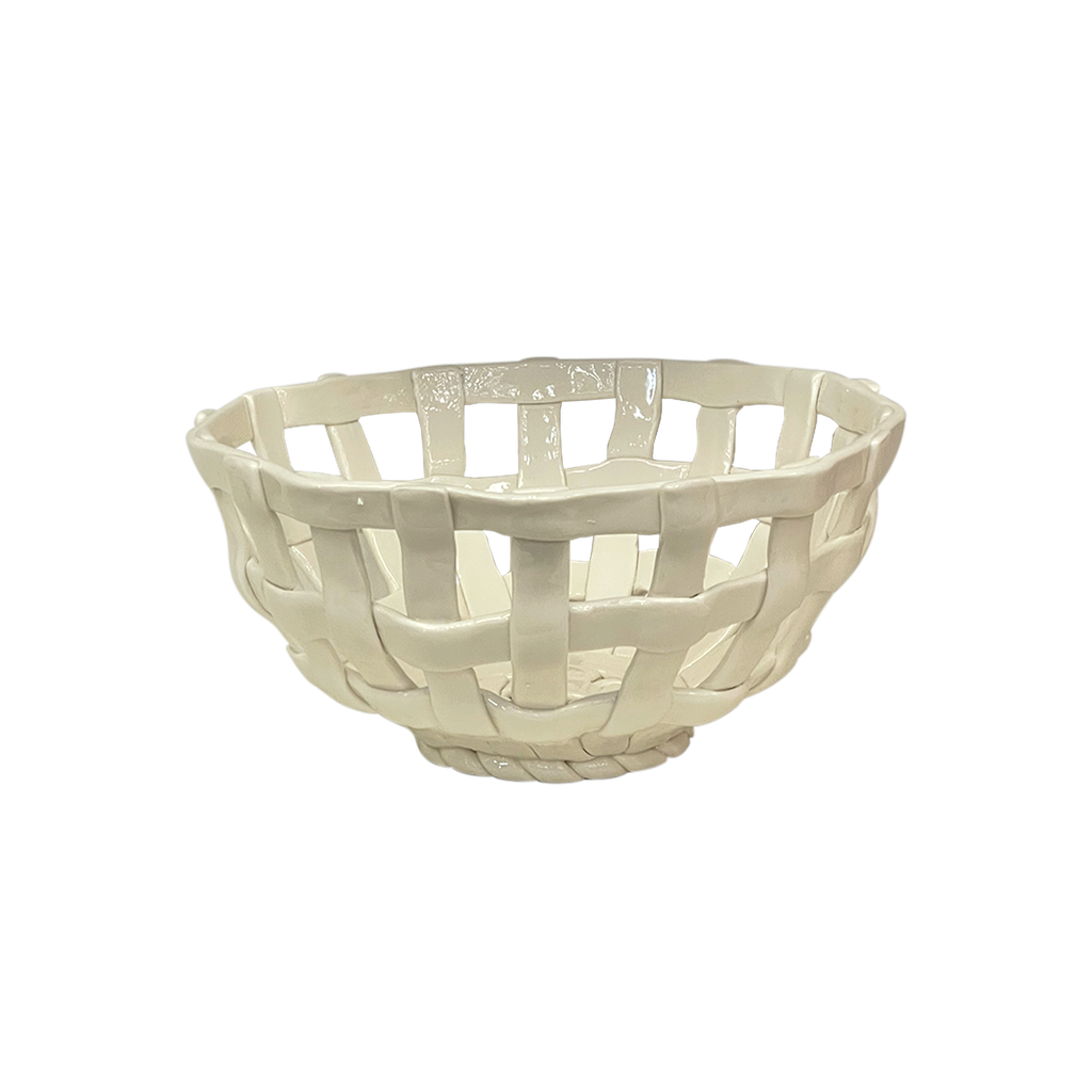 Panier céramique rond beige – D22,6 x H10,8 cm