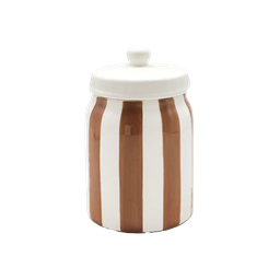 Boîte pot rayée marron – L10,5 x P10,5 x H16,5 cm
