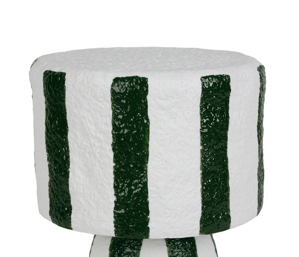 Lampe à poser – Porcelaine rayée vert émeraude et blanc – H27 cm