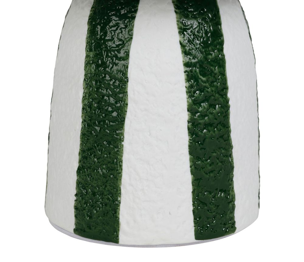 Lampe à poser – Porcelaine rayée vert émeraude et blanc – H27 cm
