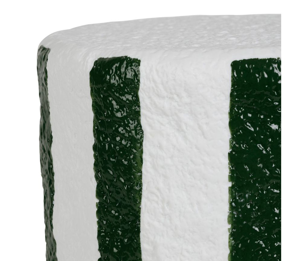 Lampe à poser – Porcelaine rayée vert émeraude et blanc – H27 cm
