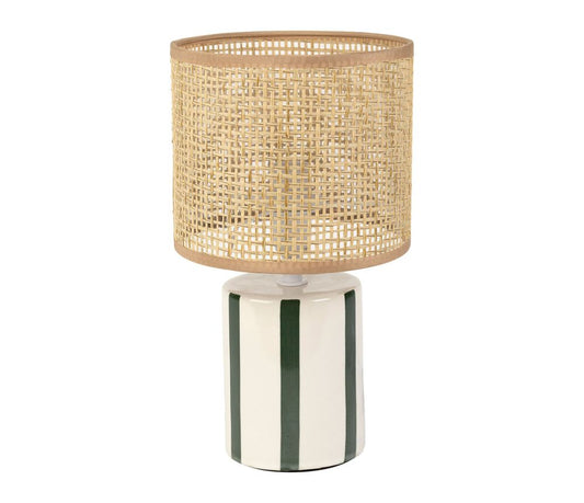 Lampe MEDI Émeraude & Naturel – D15 x H27 cm – Céramique